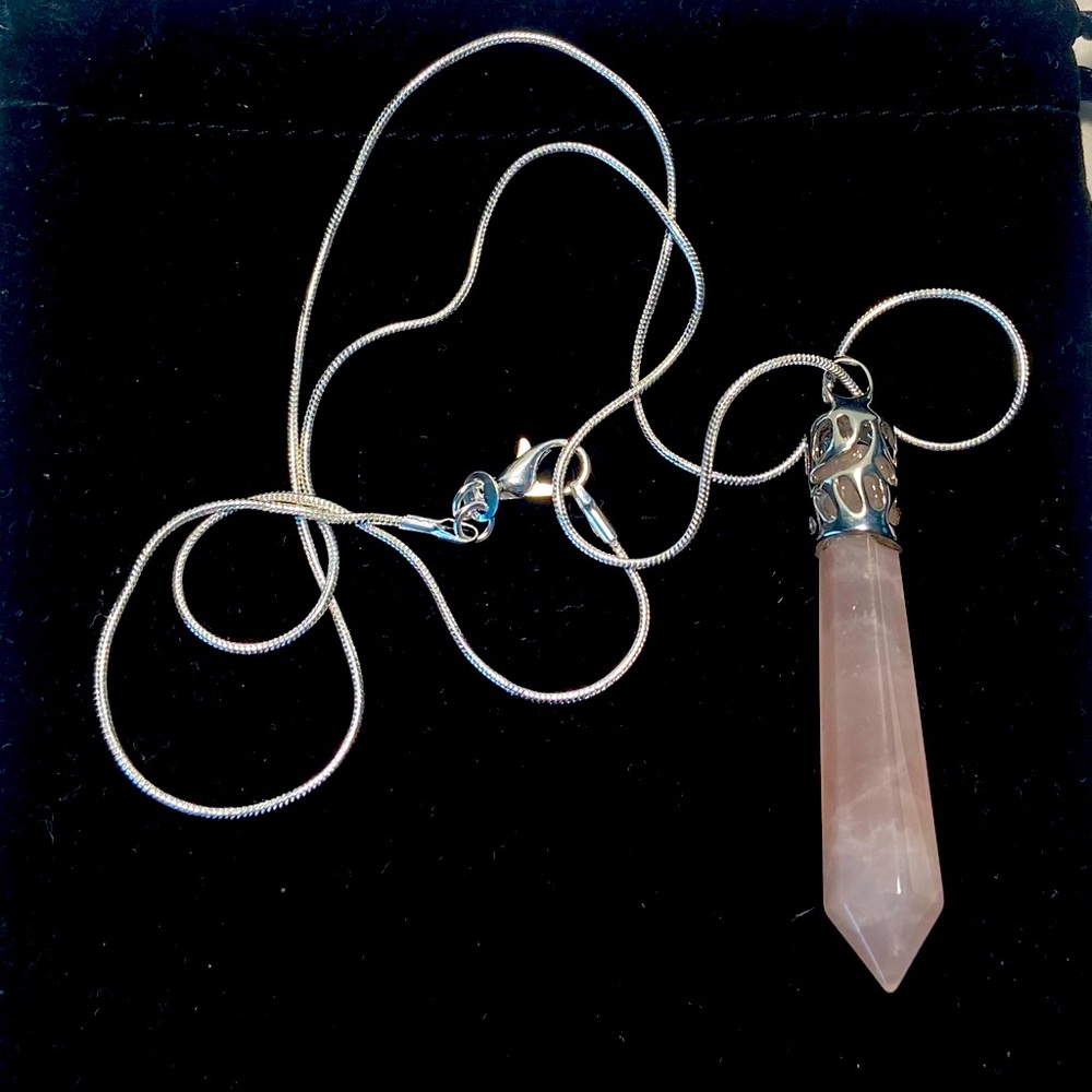 NEW ROSE QUART chakra healing stone necklace